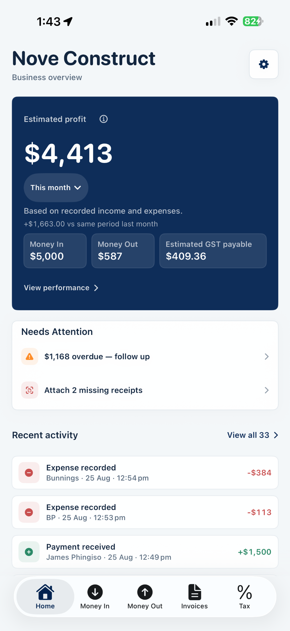 Vantice dashboard